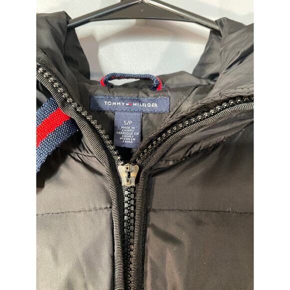 Tommy Hilfiger Black Long Down Blend Quilted Faux Fur Hooded Coat Women Sz S - Picture 3 of 14